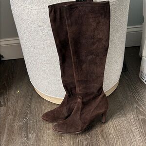 Stuart Weitzman suede Dark Brown  Knee High Stretch Boots Size 7